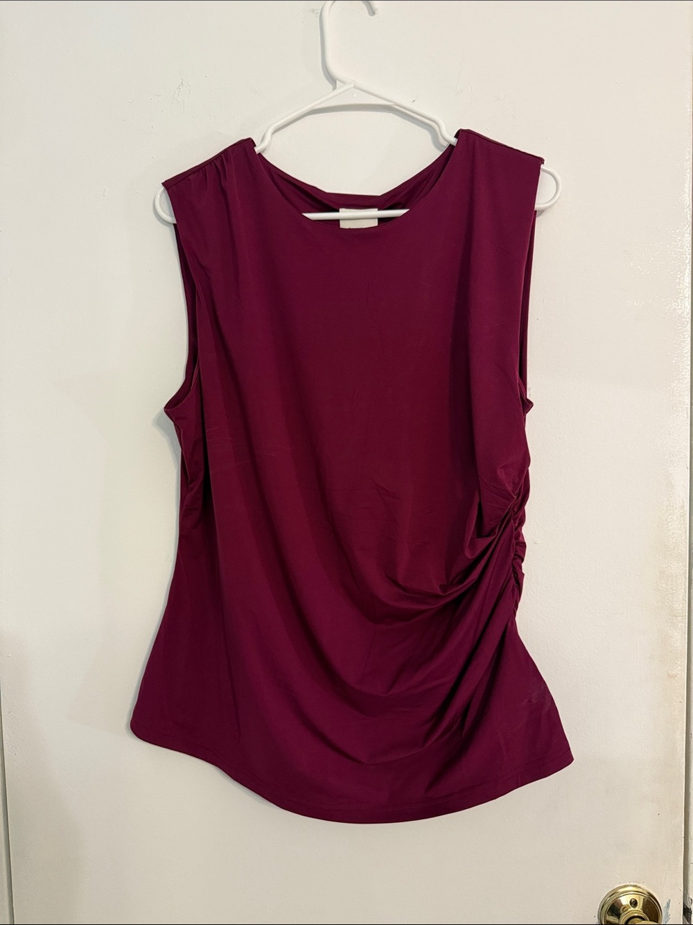 Calvin Klein Sleeveless Ruched Side Tank Top - Wine